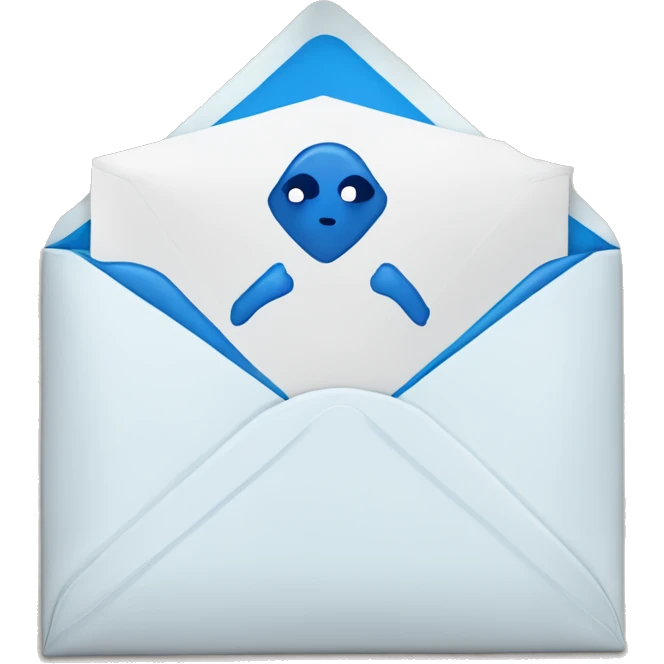White envelope with blue kiss mark on it emoji