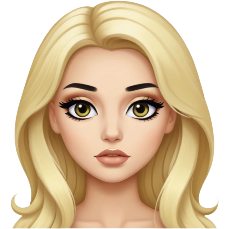 blond, baddie, pretty makeup, black eyeliner, long hair emoji