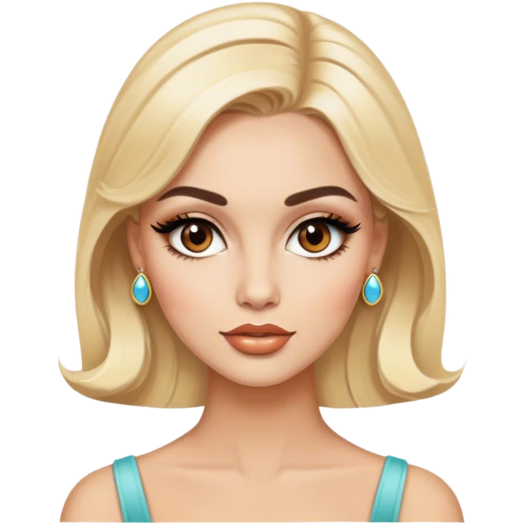 blonde model with brown eyes, 1960's style, luxury makeup emoji