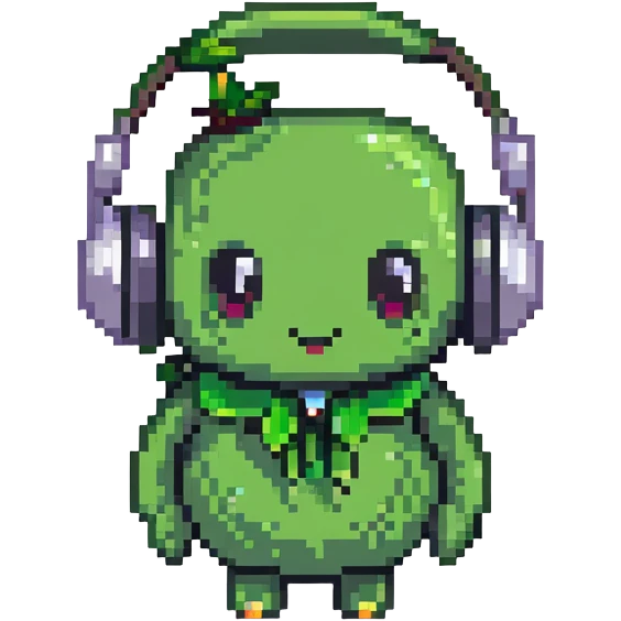 green pea wearing headphones emoji