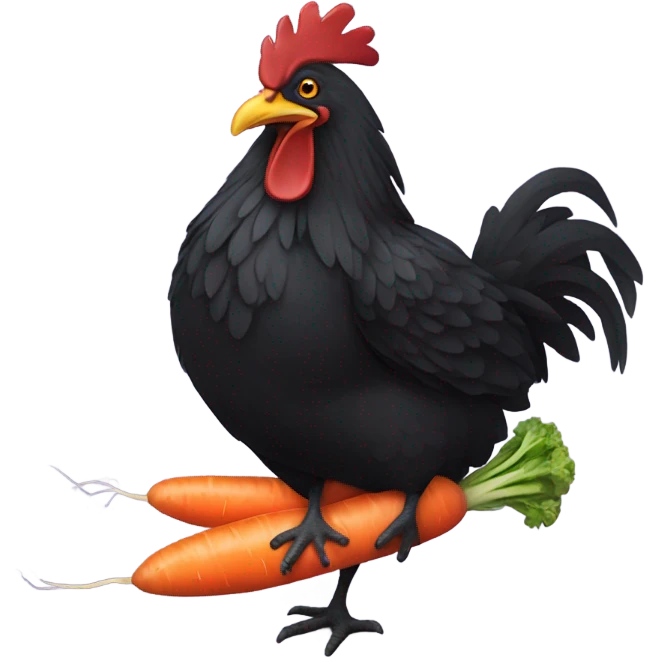 black chicken riding a carrot  emoji