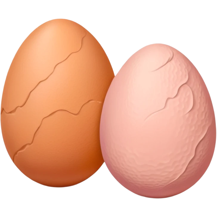 two skin tone peachy beige-pink egg shaped balls/spheres, both same size and same color, add a bumpy, loose, wrinkly skin texture with folds to both.  emoji
