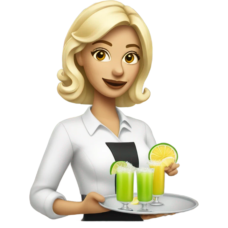 Blonde waitress with margaritas emoji