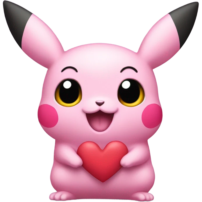 Cute pink pikachu with heart shaped eyes emoji
