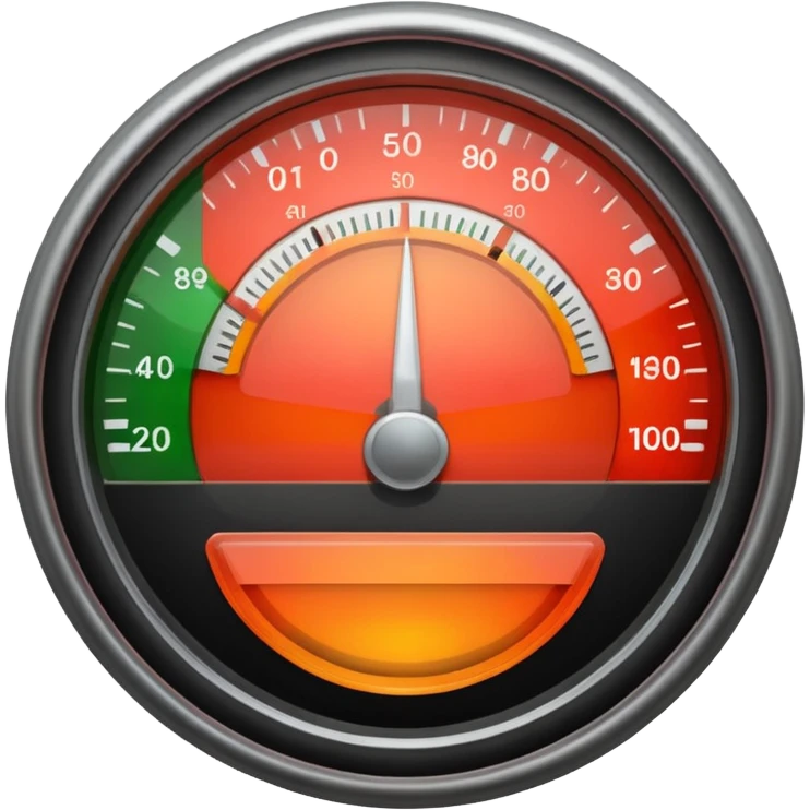 a meter gauge. Use 3 colors. red on the part. Orange on the middle. Green on the right. emoji