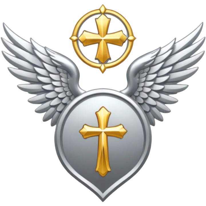 holy saint emblem with silver or white wings  emoji