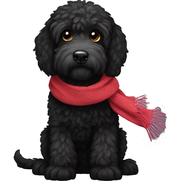 Black labradoodle with scarf black  emoji