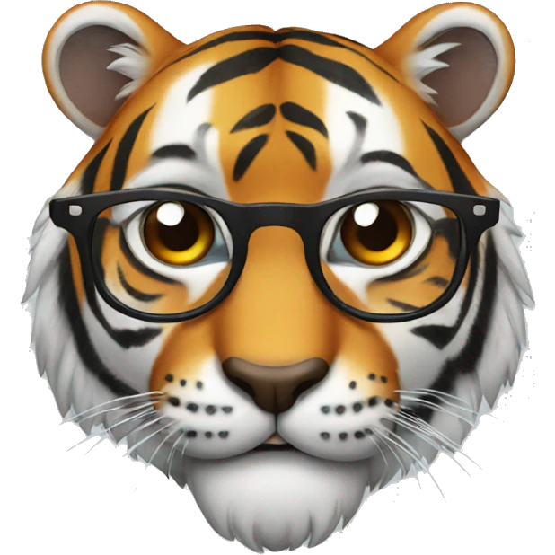 Tiger with eyeglasses emoji
