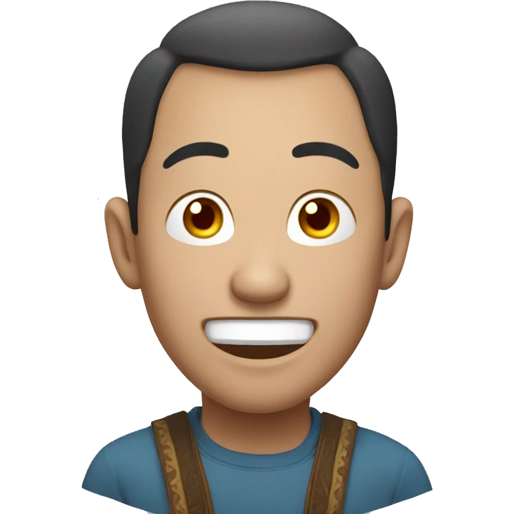 Smiling Mongolian man have a surprised  emoji