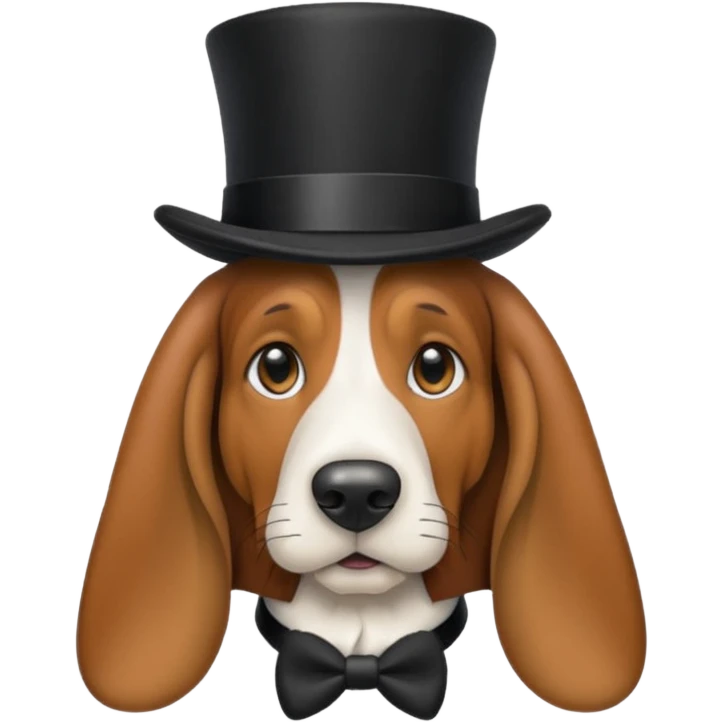 Basset hound in a top hat emoji