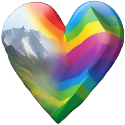 rainbow heart on a mountain emoji