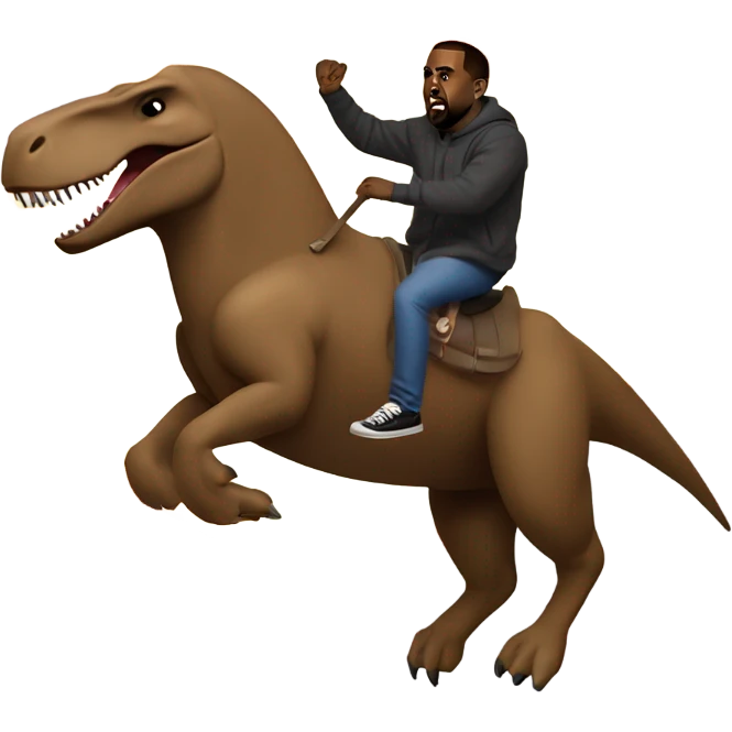 Kanye West riding on a Trex wich is jumping through a Fire Circle emoji