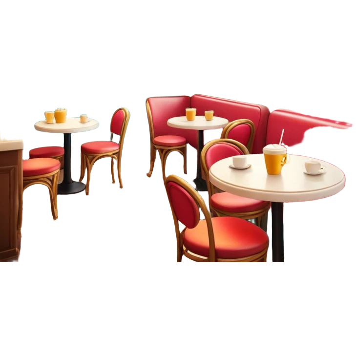 Cinematic Realistic Caf√© Culture Pop Culture Emoji, showcasing a vibrant French caf√© scene rendered with rich textures and warm, inviting lighting. emoji