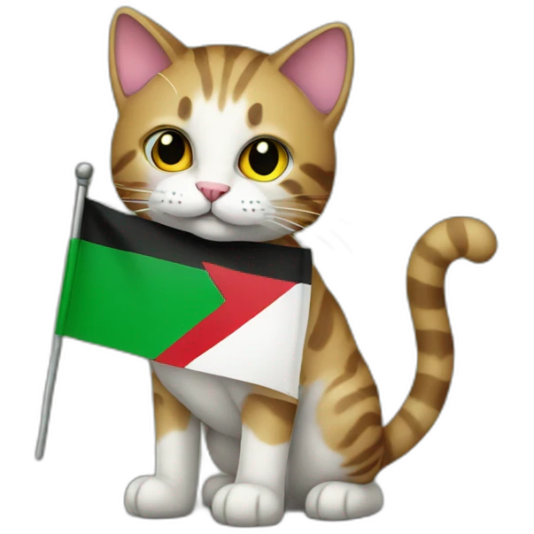 cat holding palestine flag emoji