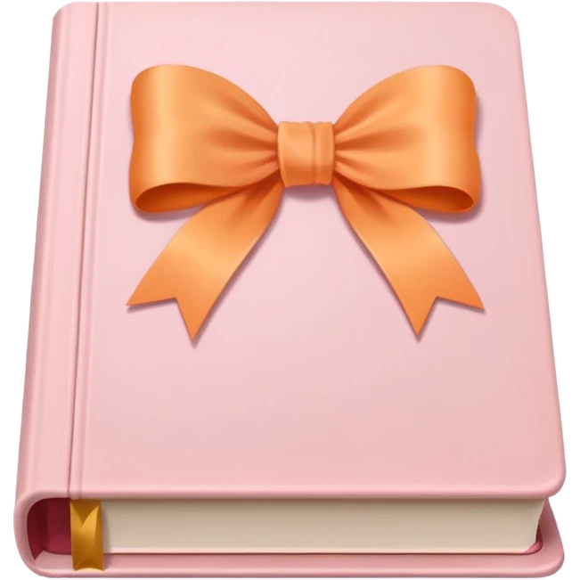 pastel light pink book emoji with a light orange bow on top emoji
