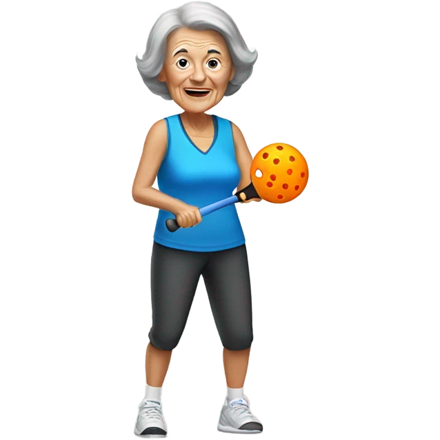 Old person brunette lady playing pickleball  emoji