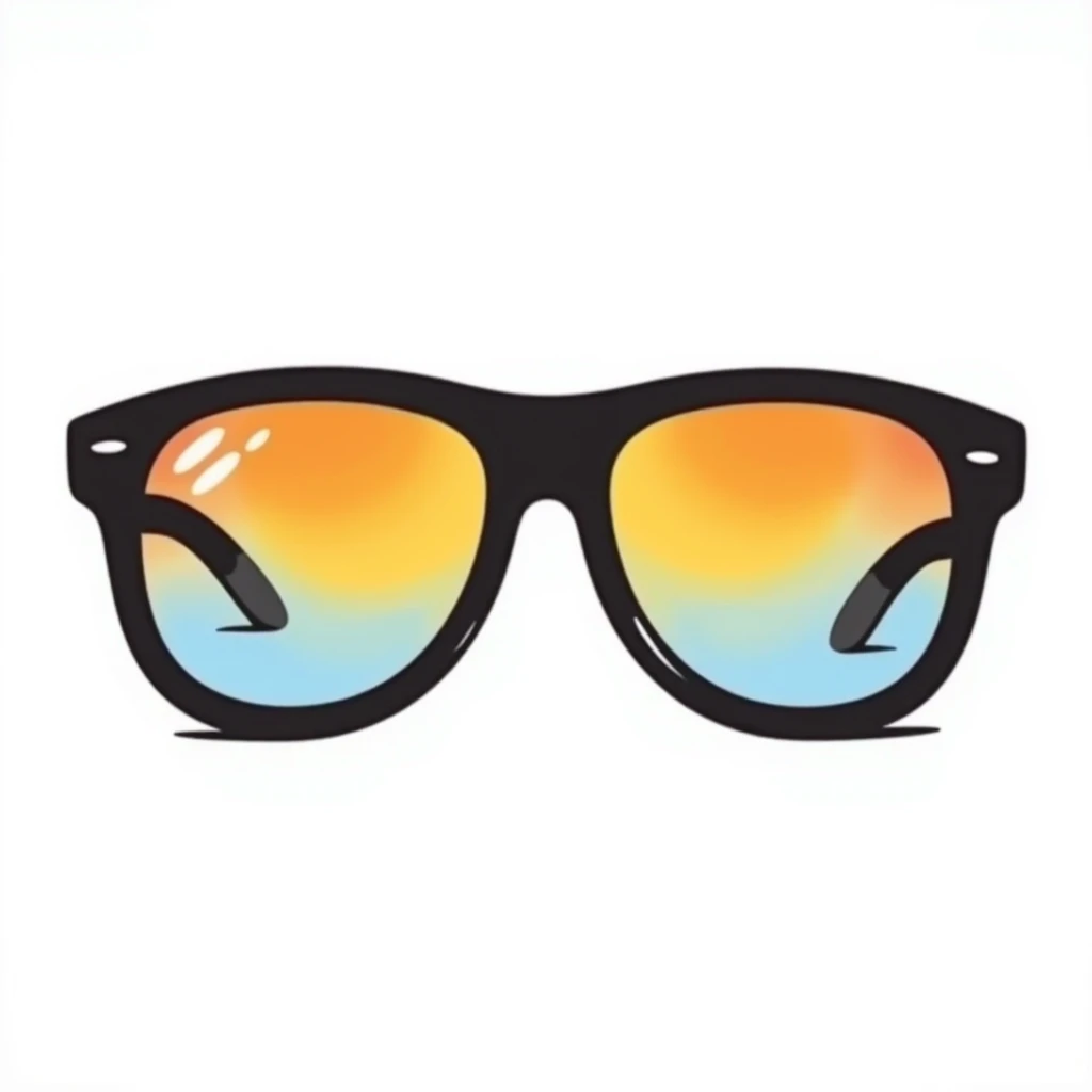 funky oversized aviator sunglasses with colorful gradient lenses, classic 70s style emoji