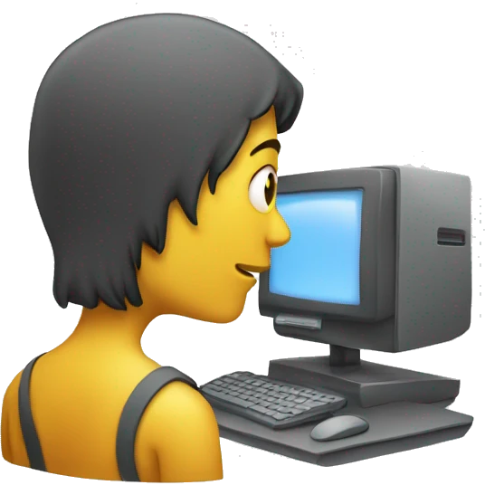 human with computer as a head emoji