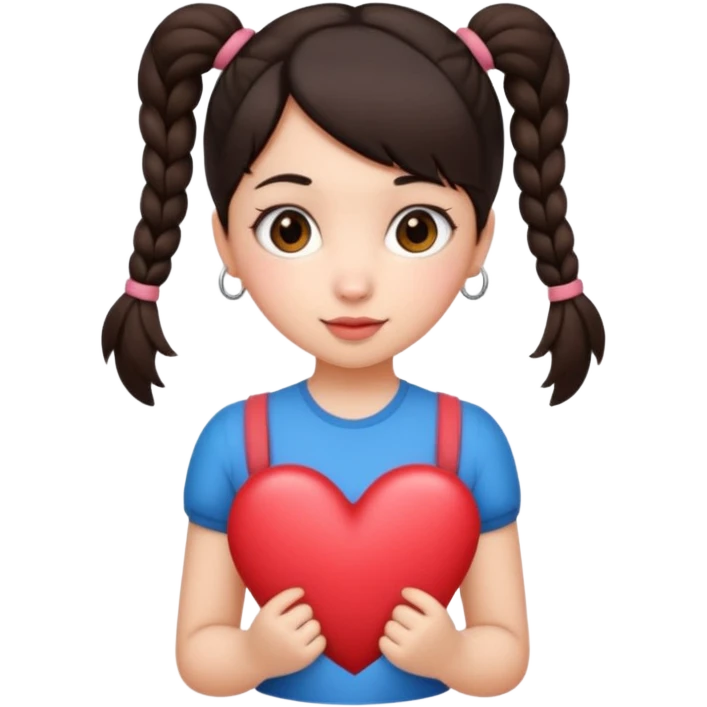Her hair is in pigtails and her pubic hair is shaped like a heart.  She has wide hips emoji