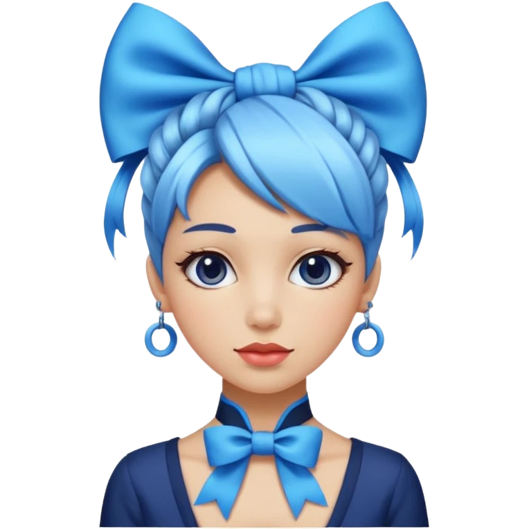 women with neckBow, funky hair style. emoji
