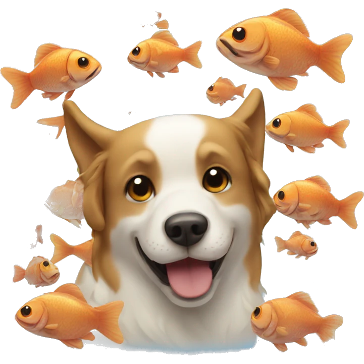 dog love fish emoji