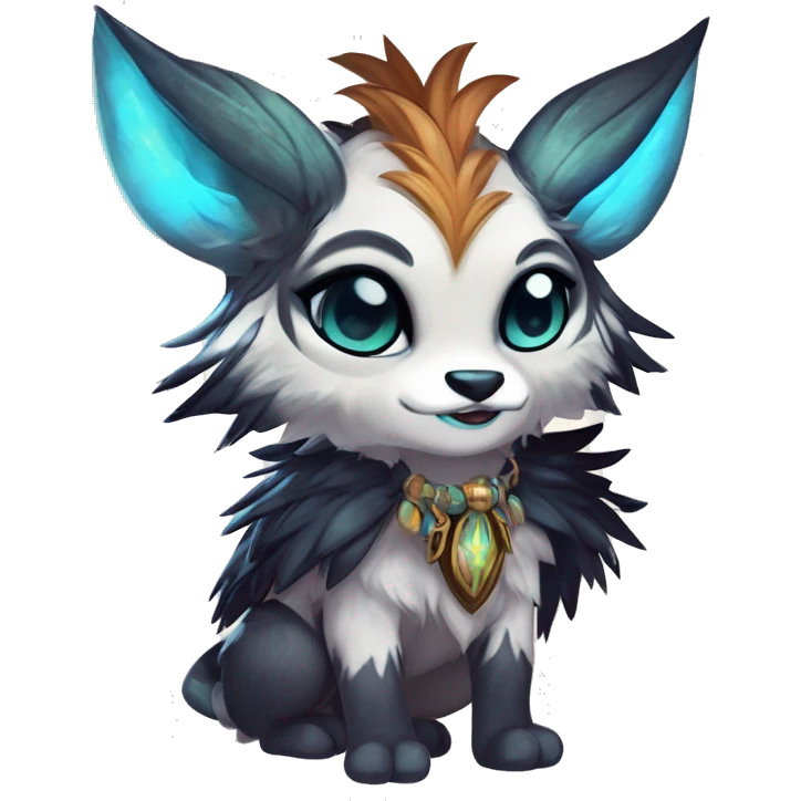 Cool cute Kawaii edgy fantasy shiny chibi animal creature fursona Fionbri vernid by griffsnuff & LiLaiRa & Falvie full bodyal emoji