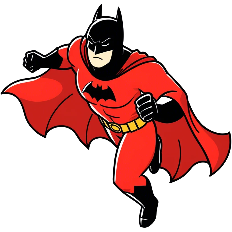 Batman wearing a red suit emoji