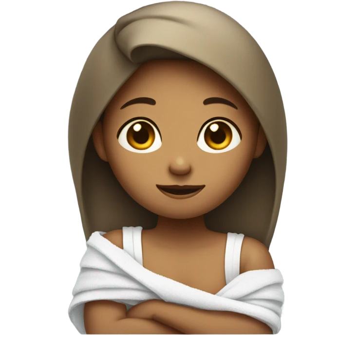 Girl sitting and the roll from the towel on her neck and under her armpits  emoji
