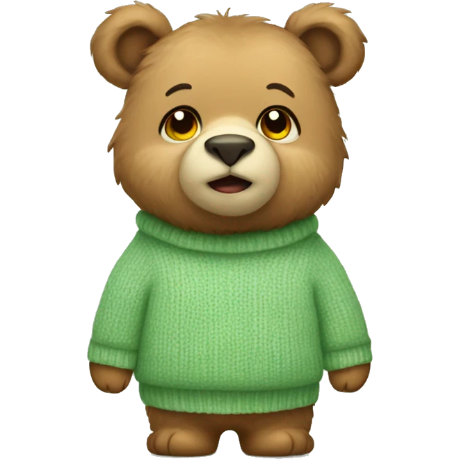 Cute bear wearing soft green sweater emoji