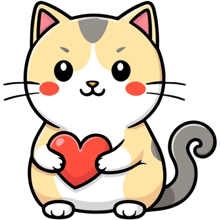 Cat holding a heart emoji