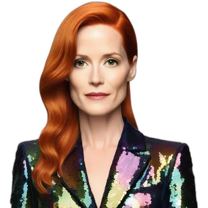 Audrey fleurot straight hair multicolored sequined suit emoji