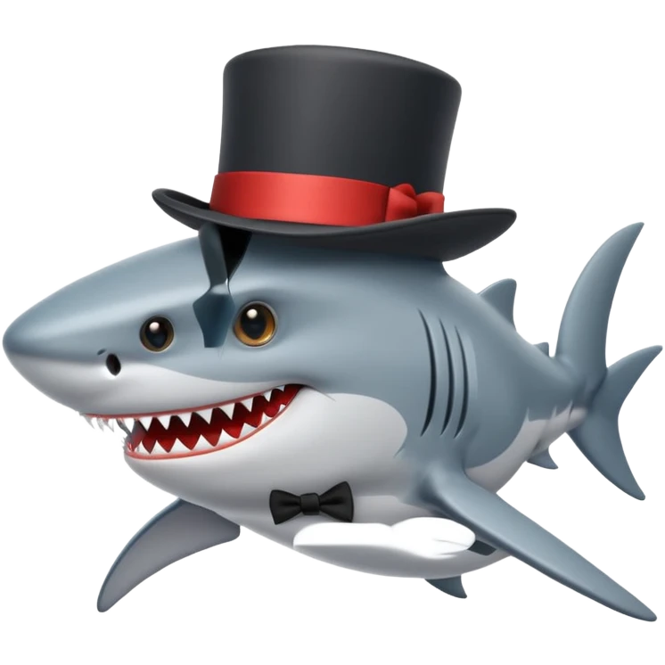 Shark with a top hat emoji
