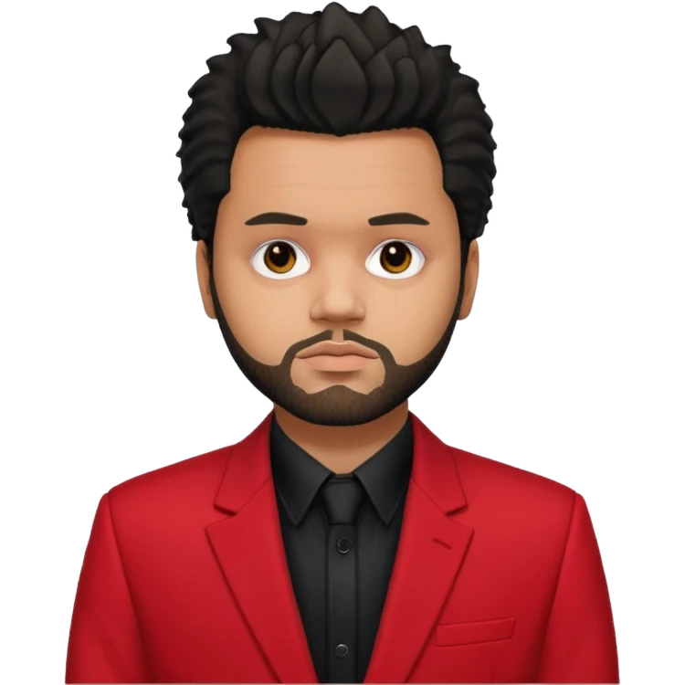 The Weeknd with black shirt, red suit jacket emoji