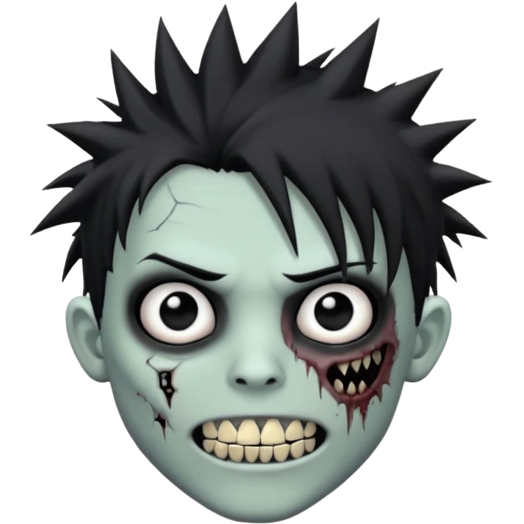 zombie emo boy with spiky hair and grillz with a black shirt emoji