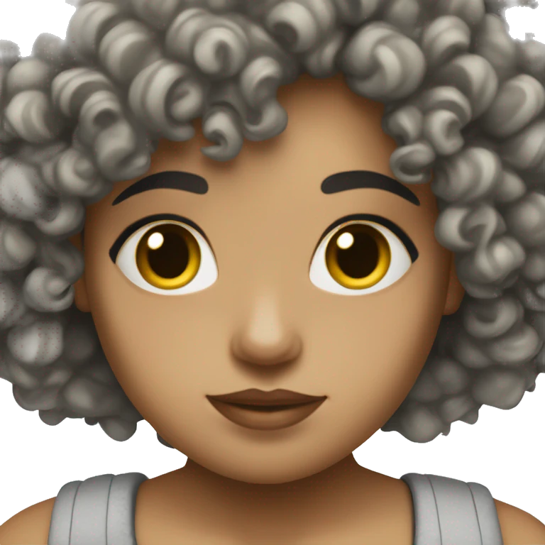 light skin girl with short black curly afro, and cross pendant necklace  emoji