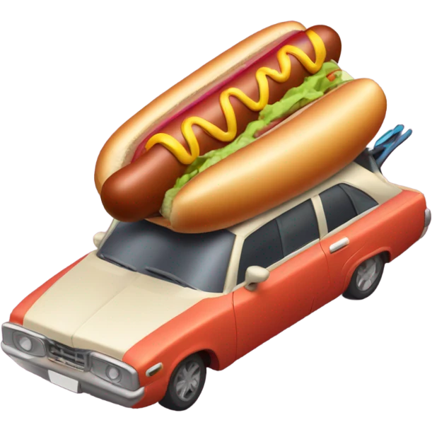 Hot dog in a car with skis emoji