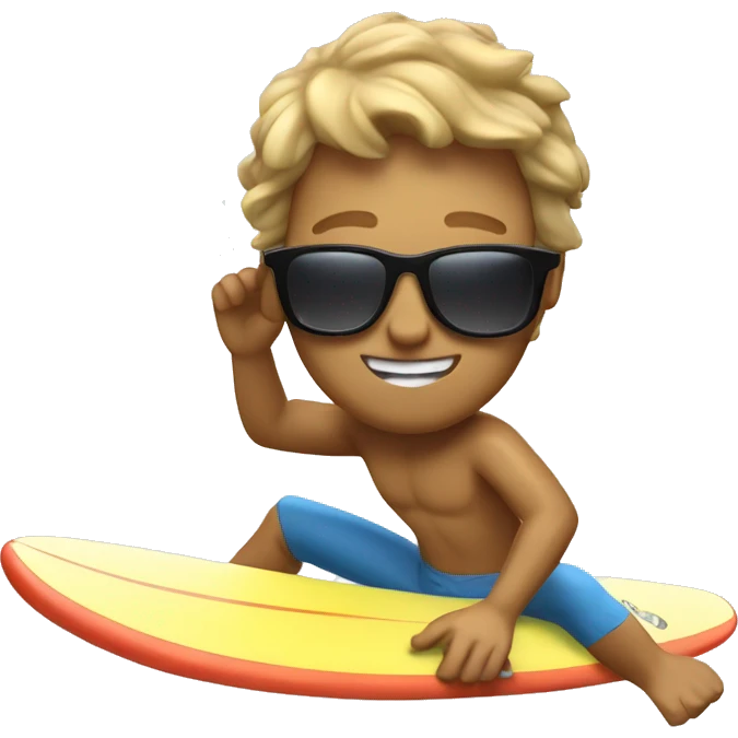 surfer surfing a wave blone with sunglasses emoji