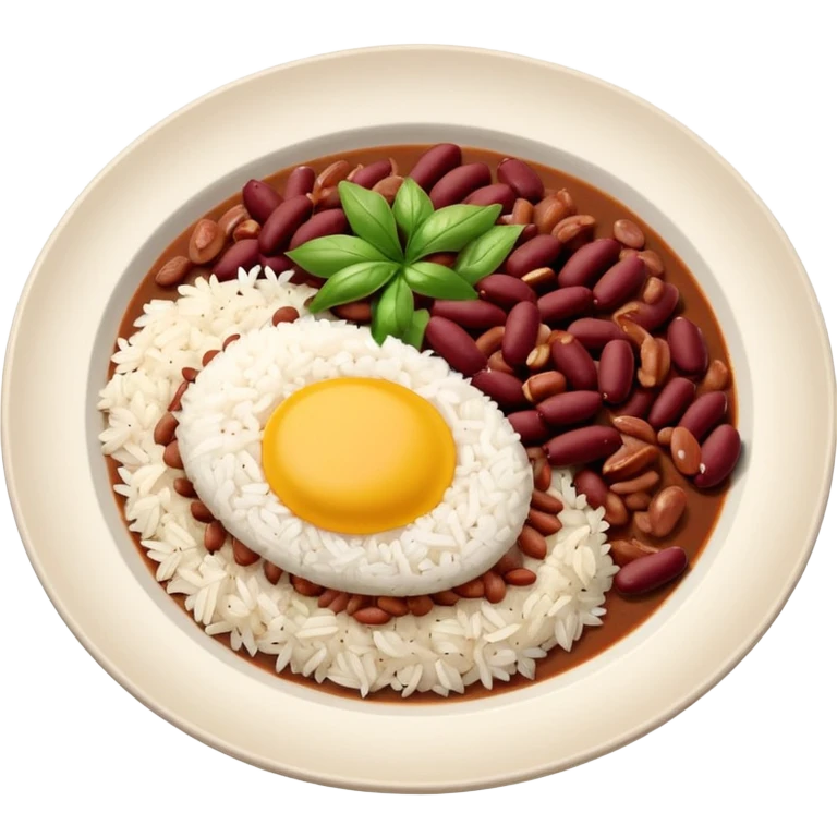 A plate with White, red beans and meat emoji