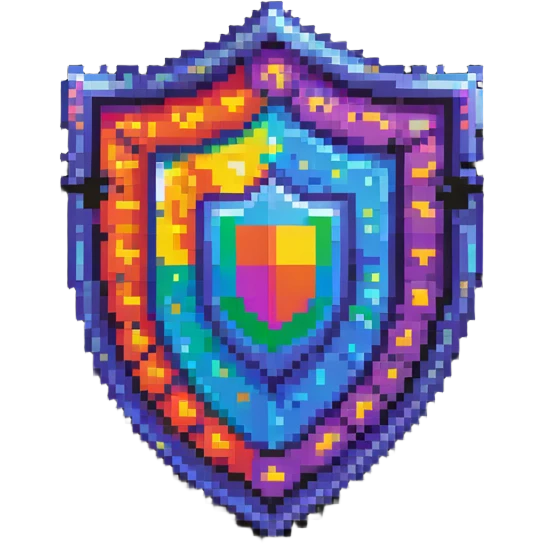 simple rainbow colored magical code shield emoji
