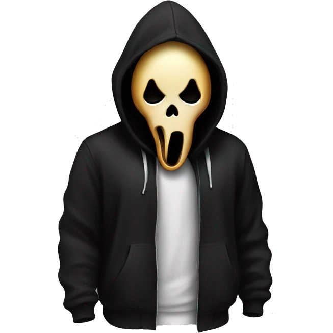 Ghostface from scream with black hoodie open mouth emoji