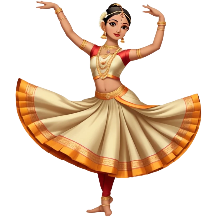 cinematic-realistic-bharatanatyam-dance-emoji,-depicted-as-an-elegant-classical-indian-dance-performance-with-graceful-poses,-intricate-costumes,-and-expressive-hand-gestures,-rendered-with-rich-textures-and-warm-dramatic-lighting, single dancer full body  emoji