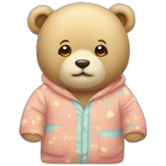 Un ours avec son petit portant des pyjamas polaire emoji