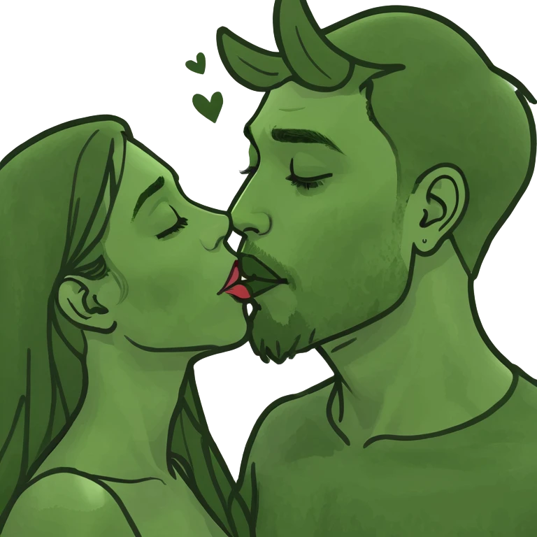 Tanned man kissing brunette girl emoji