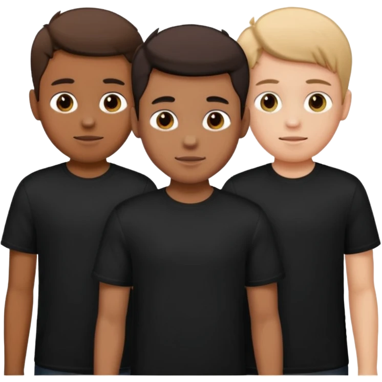 3 boys wearing black t shirt emoji