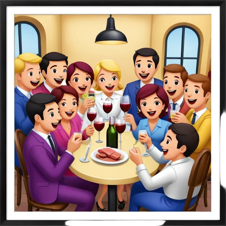 wine Party at a french SPAM meat cafe LANDSCAPE  emoji