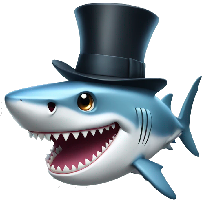Shark with a top hat emoji