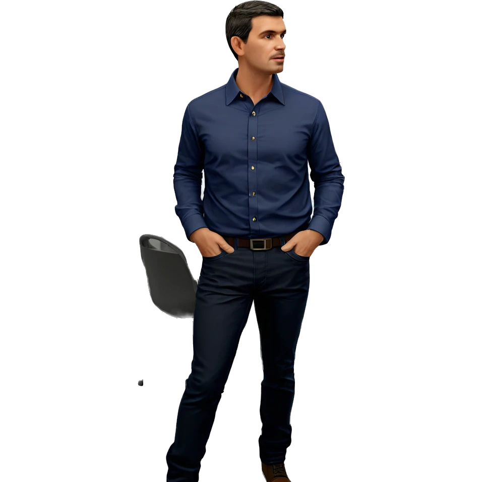male in collared shirt indoors emoji