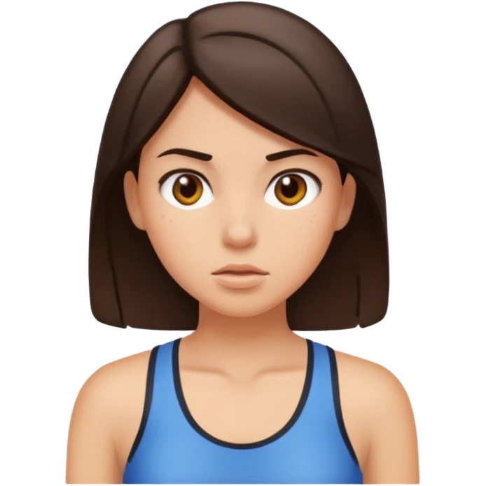 brunette girl sweating emoji