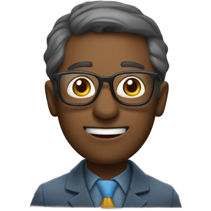un profesor con lentes con capa como si fura un super héroe, presentando una clase emoji