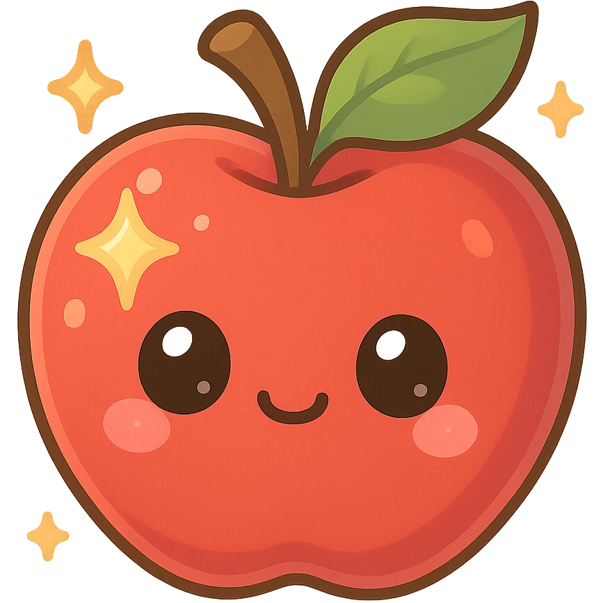 Sparkling Q-version sticker apple, cute and exaggerated emoji